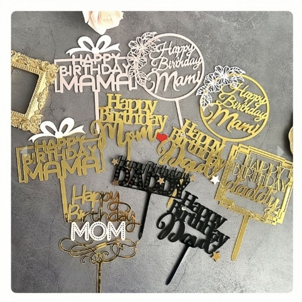 topper ulang tahun ayah ibu mama papa dad mom cake tumpeng dekorasi