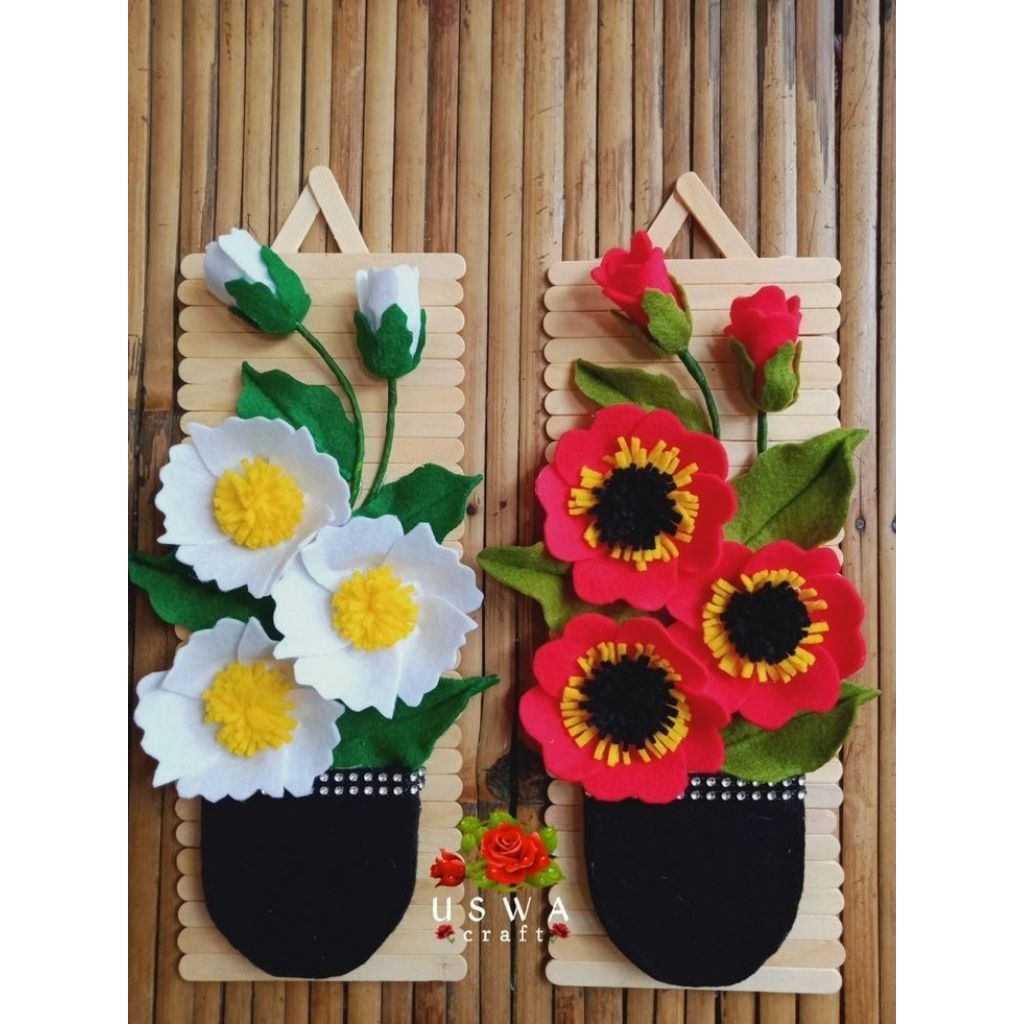 bunga dari stik es krim/ kerajinan tangan dari stik es krim/ bunga dinding