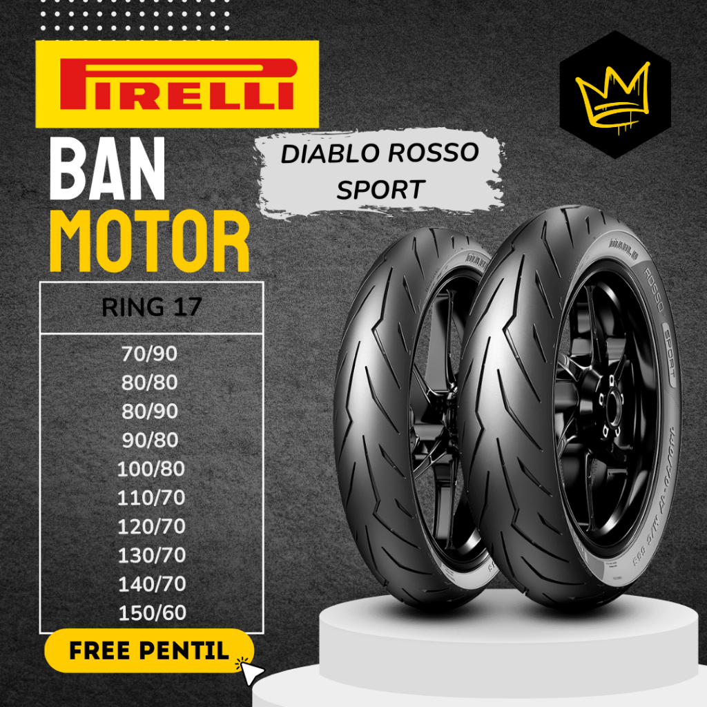 { Gratis Pentil } Ban Motor Pirelli Diablo Rosso Sport All Varian Ring 17 70/90-17 | 80/80-17 | 80/9