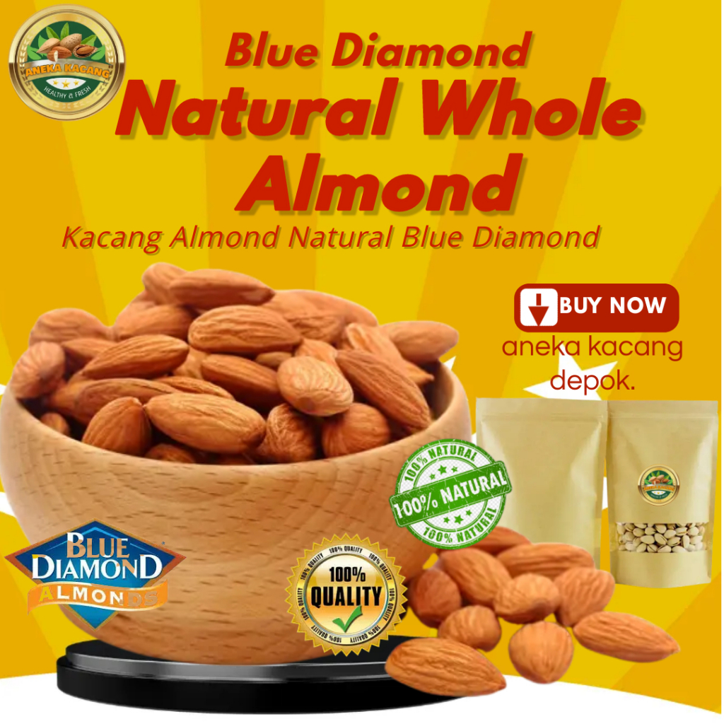

Blue Diamond - Kacang Almond Utuh MENTAH Kupas 1KG / Premium Almond Siap Panggang