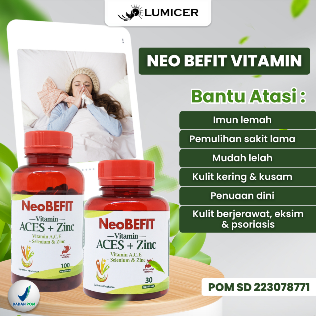 NeoBEFIT Vitamin A C E Selenium + ZINC ISI 30&100 KAPSUL LUNAK