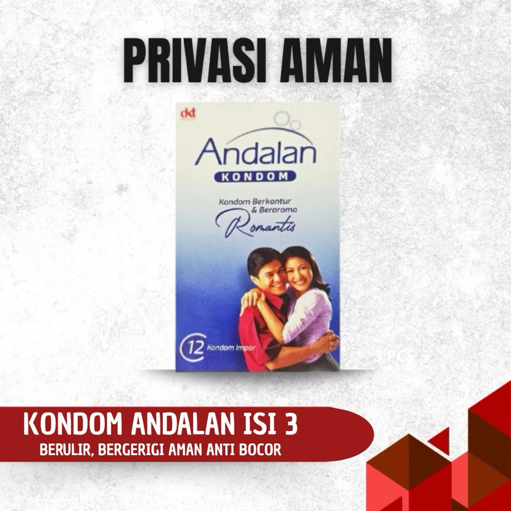 Kondom Andalan isi 3 pcs Tekstur Bergerigi Berulir Berkontur Bintik Bintil Beraroma Romantis Alat Ko