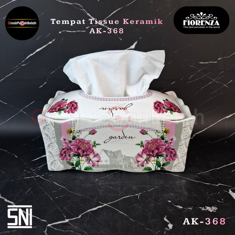 Tempat Tisu Tissue Keramik Motif Bunga Fiorenza AK-368