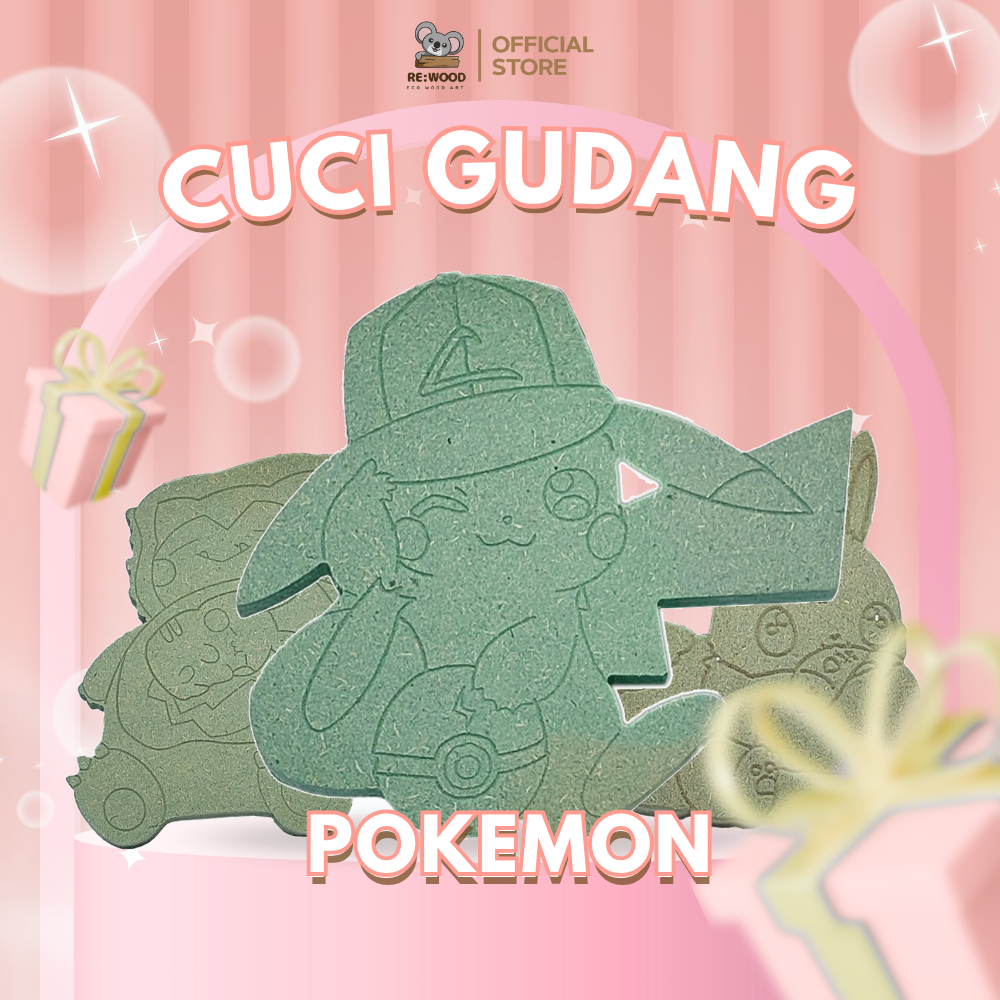 

[CUCI GUDANG] Kayu Lukis Kanvas Karakter Pokemon Size 10-15cm | DIY Wood Painting Kit