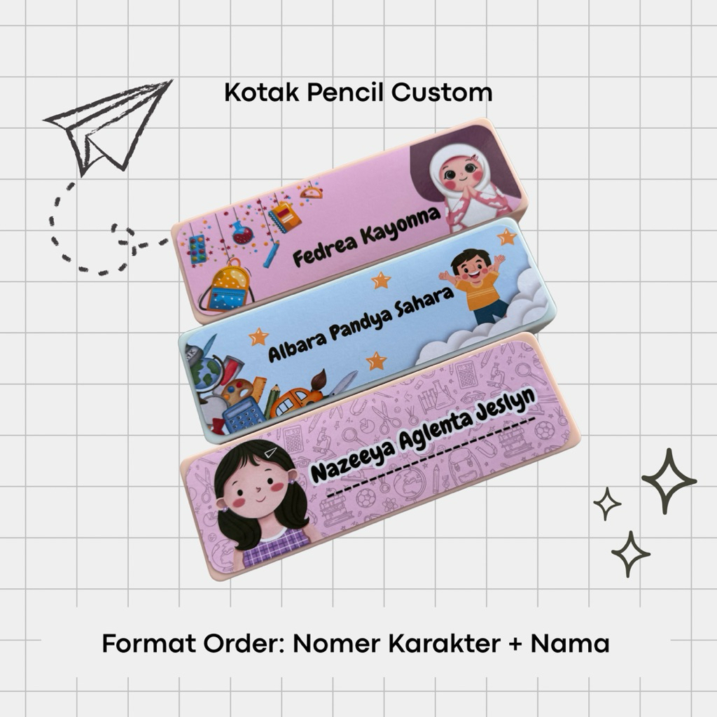 

Kotak Pensil Custom Nama Anak / Souvenir ulang tahun anak / Souvenir perpisahan / souvenir kenaikan kelas / hadiah ulang tahun anak