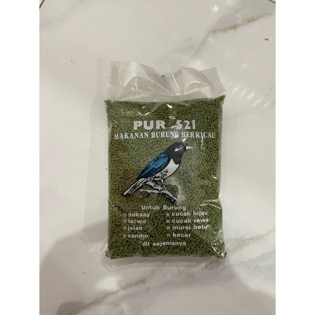 pur 521 kemasan 500gram makanan burung berkicau pelet pur 521