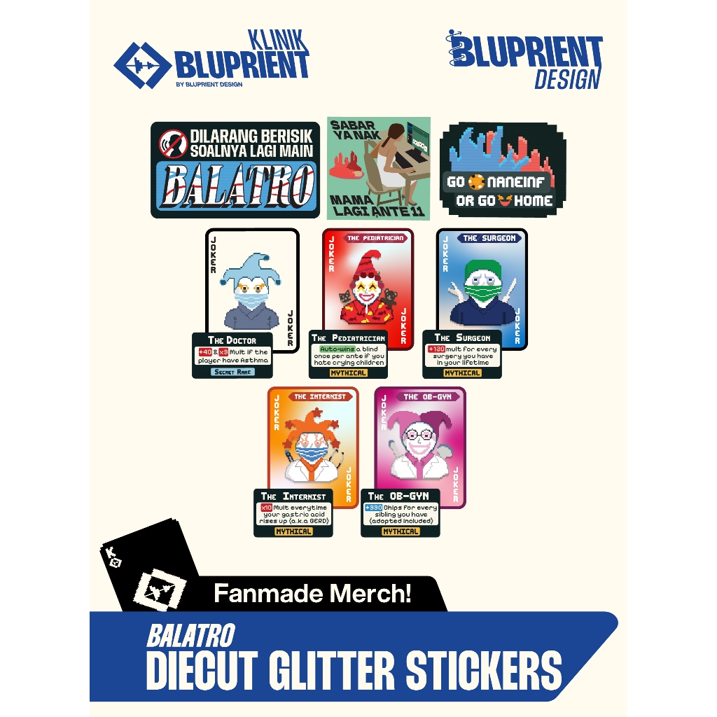 

Sticker Glitter Balatro Fanmade - Tema Balatro - Sticker Vinyl Lucu Meme Sarkas Jokes Tahan Air Waterproof - Stiker Balatro 5cm by Klinik Bluprient