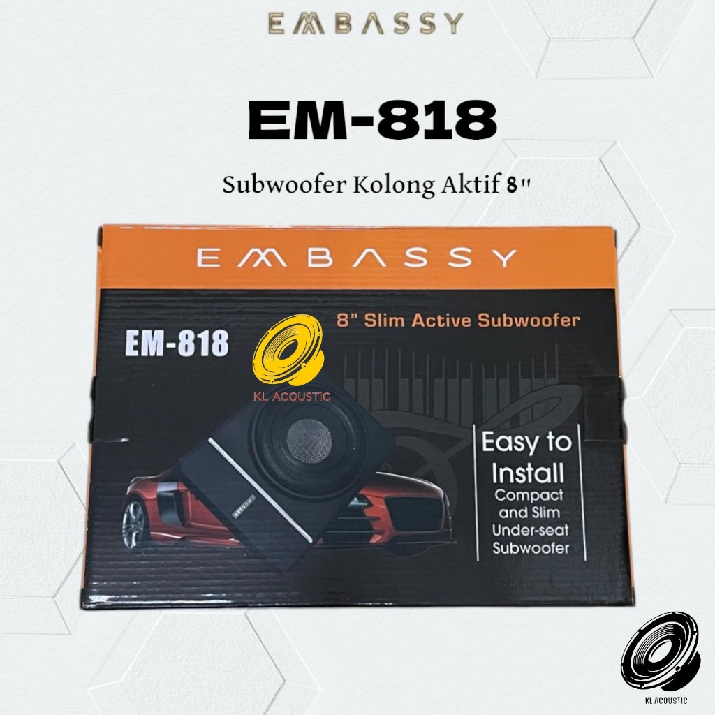Subwoofer Kolong Embassy EM 818 Subwoofer Aktif Kolong Underseat basskolong Slim Mobil