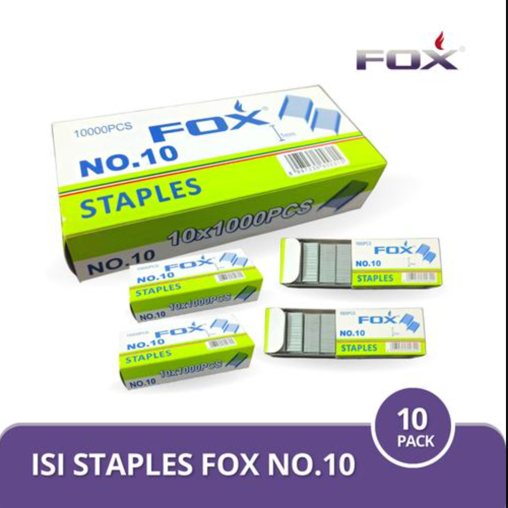 

Promo 10 PACK ISI STAPLES / PAK STAPLER FOX NO.10 - BALI