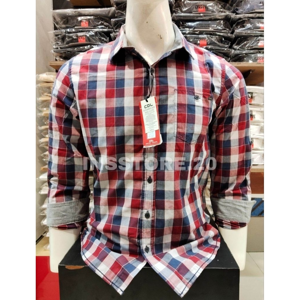 KEMEJA CDL BY CARDINAL JEANS SLIM WARNA MERAH MAROON LENGAN PANJANG KUALITAS PREMIUM