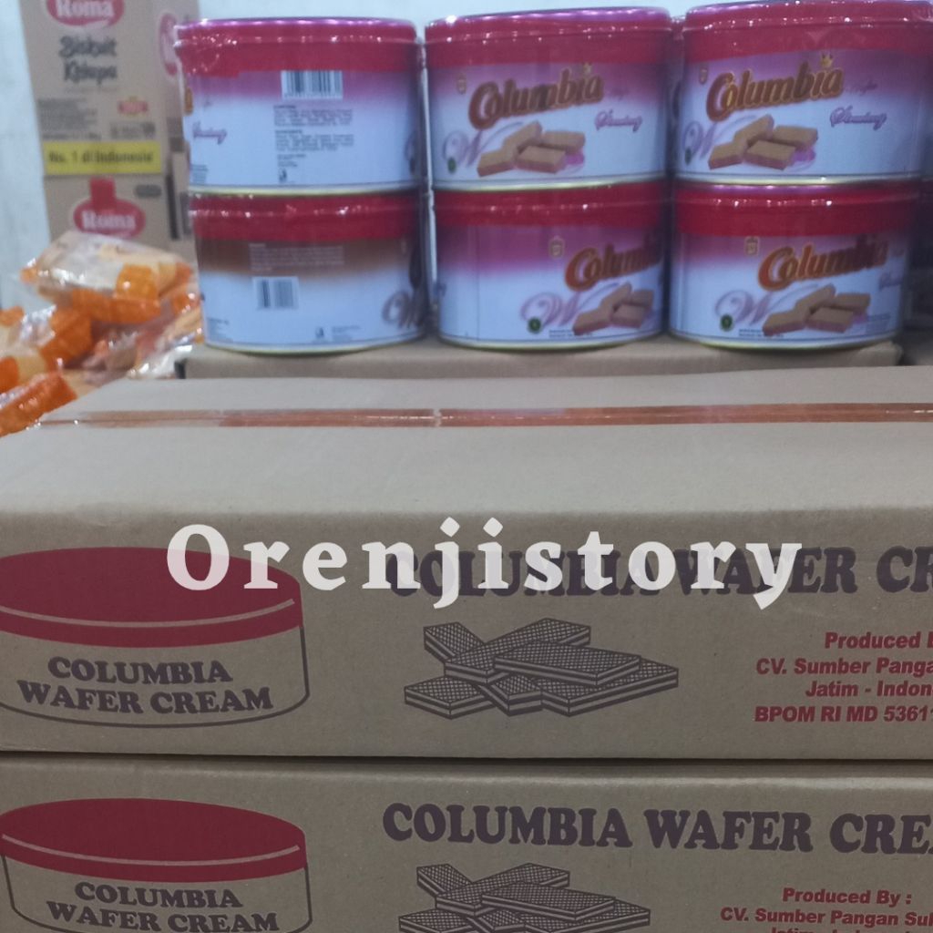 

columbia wafer cream kemasan kaleng 1 dus isi 6 @220gr
