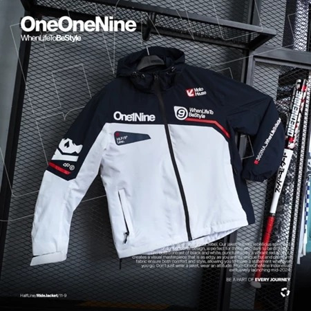 Oneonenine Ksr Jaket Halfline Navy White Series - Jaket Sablon Motor Sport