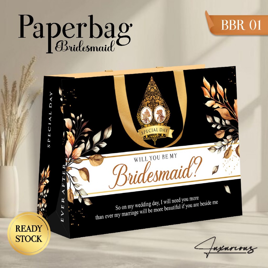 

PAPER BAG FULL COLOUR - PAPER BAG BRIDESMAID MOTIF - TAS [BBR] READY STOCK