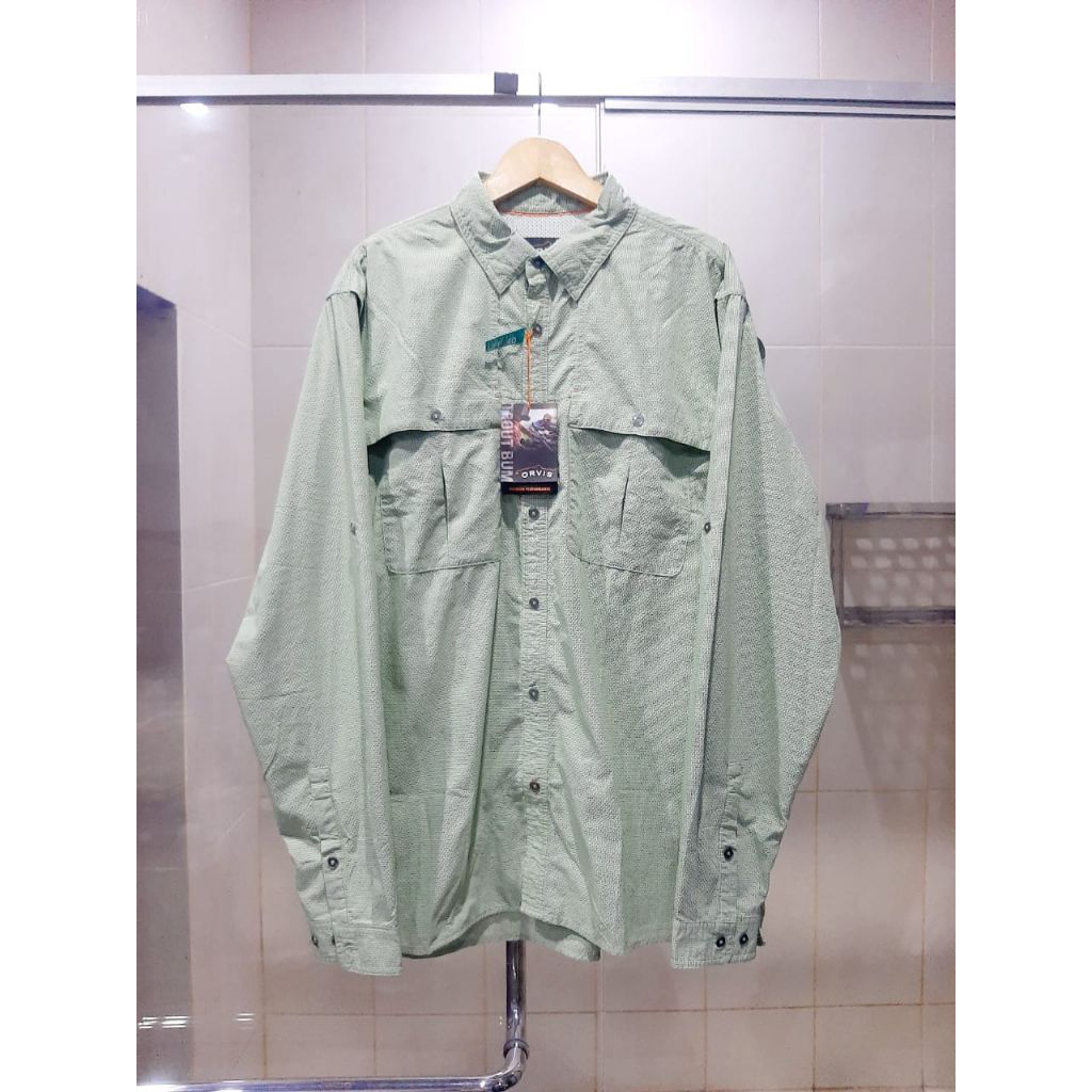 ( ORVIS ) KEMEJA PRIA OVERSIZE LONG SLEEVE NEW EDITION MOCHA 100% ORIGINAL