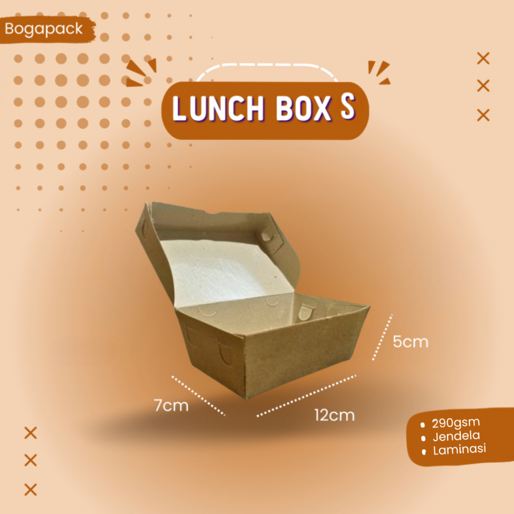 

Lunch Box S 12x7x5 laminasi dalam / Box nasi / paper kraft / dus kraft