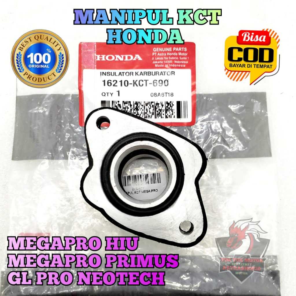 Intake Manipol KCT Asli Original Motor Honda Megapro HIU , Megapro Primus , GL Pro Neotech Intak int