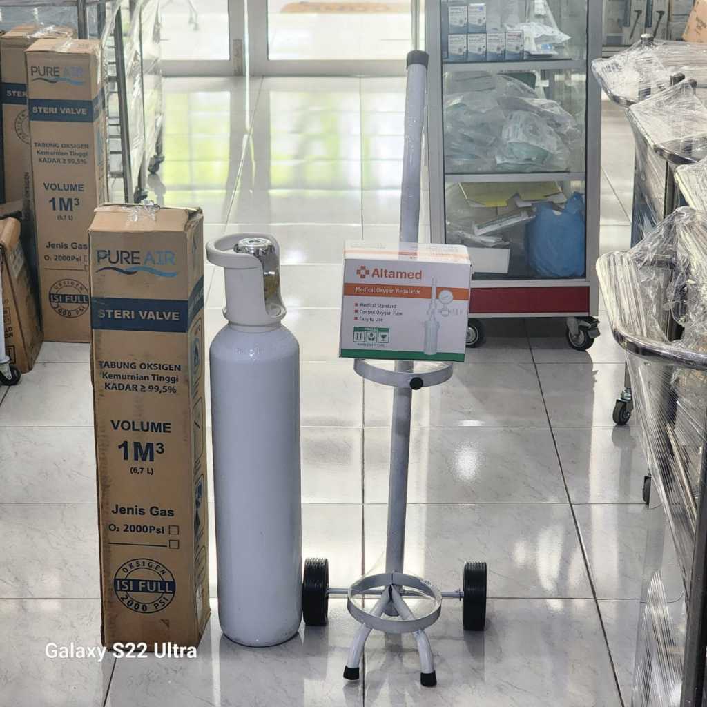 PAKET TABUNG OKSIGEN 1 M3 KOMPLIT TINGGAL PAKAI / TABUNG OKSIGEN KECIL 1 SET