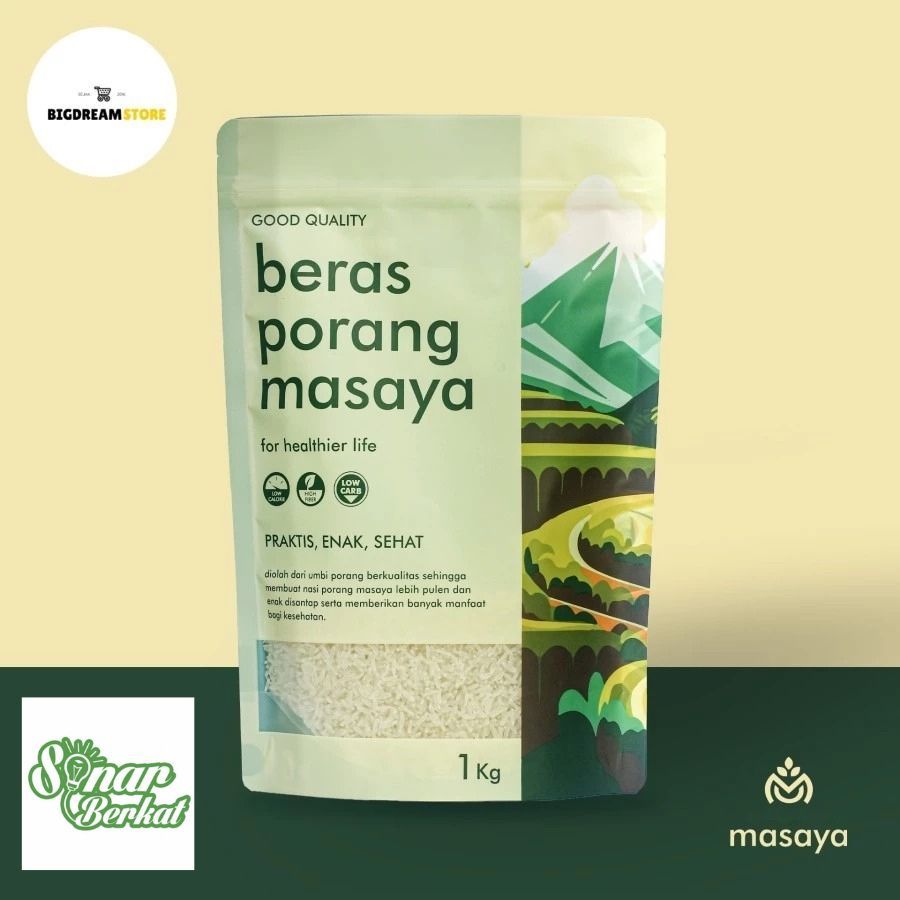 

Ready stok beras porang masaya kemasan 1kg
