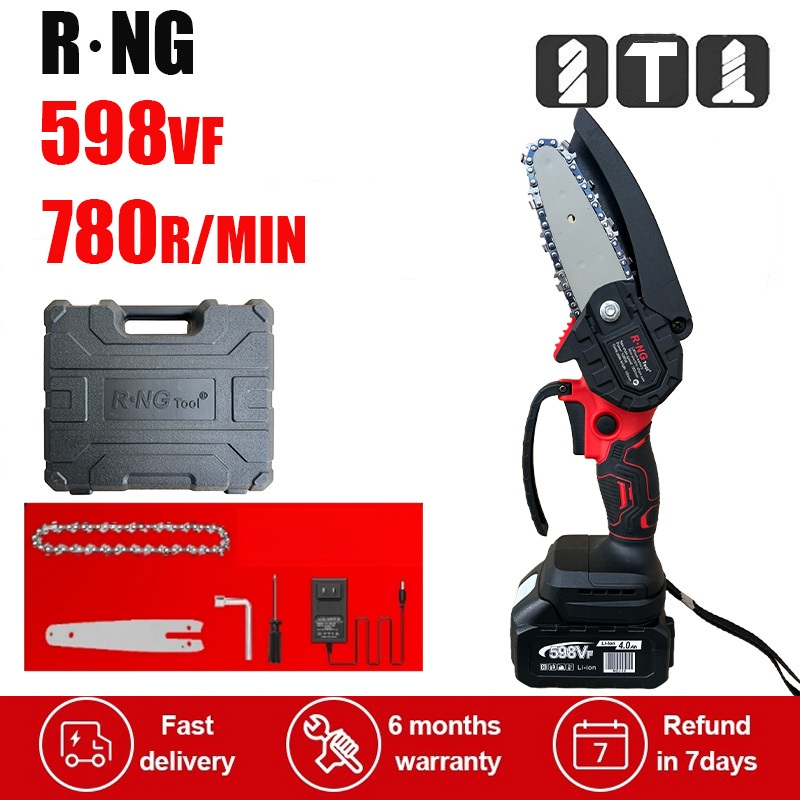 【 R·NG】Gergaji Chainsaw Mini Gergaji Mesin Mini Pemotong Kayu Gergaji Rantai Genggam