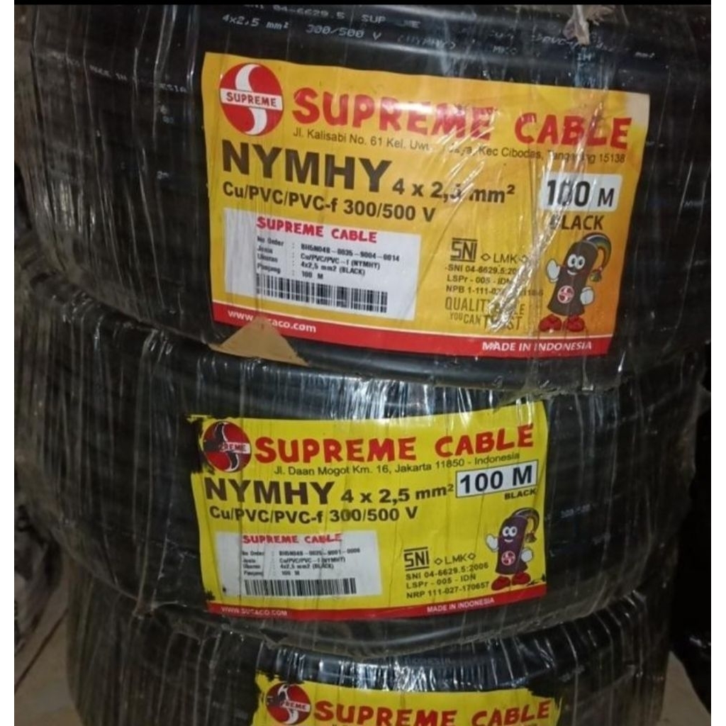 Kabel Serabut Supreme NYYHY 4 x 2.5 mm / Kabel NYYHY 4x2.5mm Supreme 100 meter