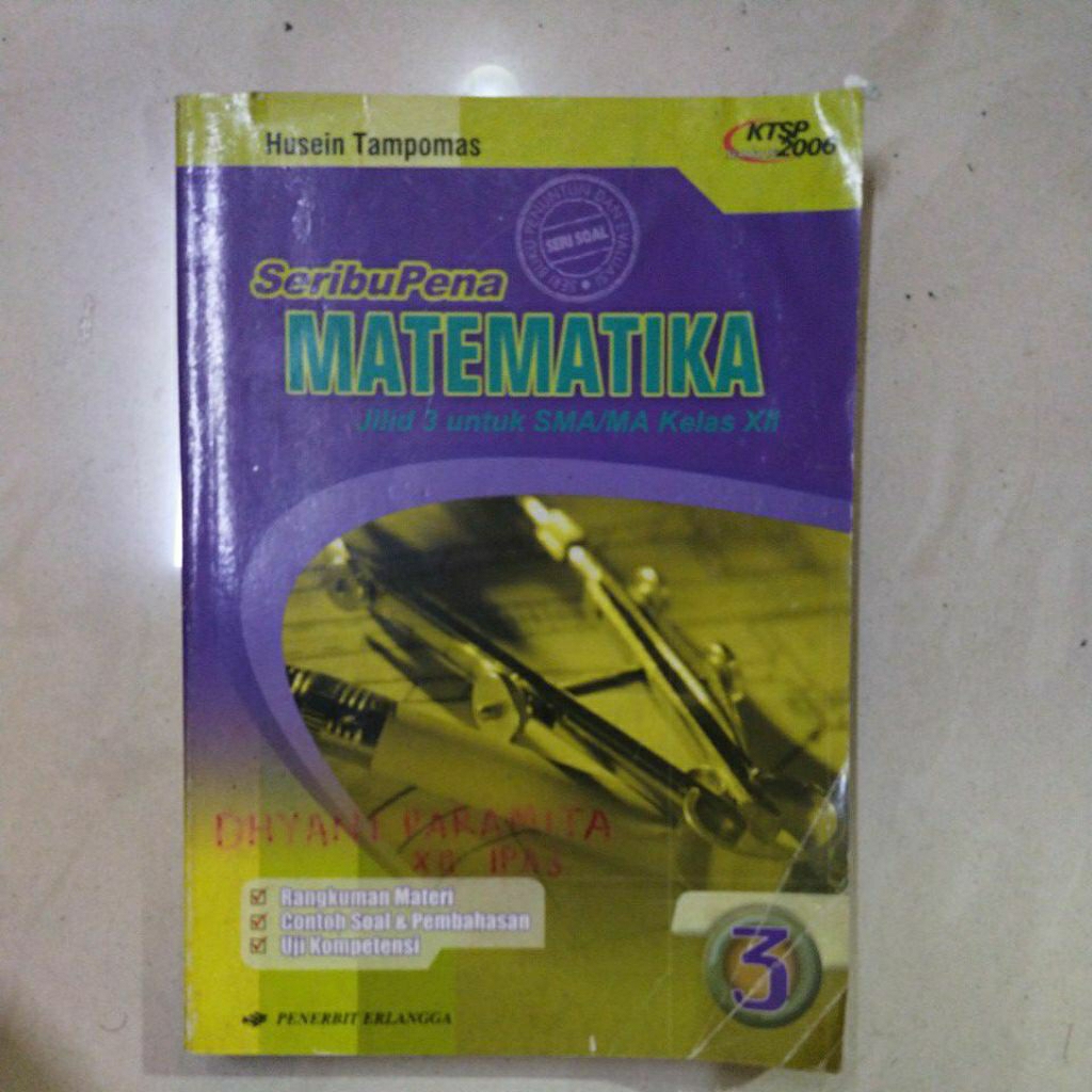 buku bekas original. seribupena matematika jilid 3 untuk SMA/MA kelas  XII. by Erlangga.