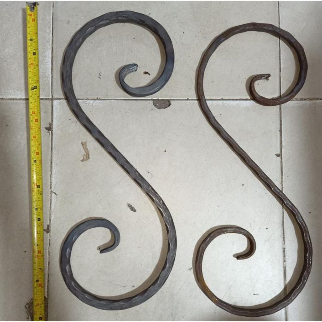 Ornamen Pagar Besi Tekukan Nako Letter S 50x20 cm Nako 12 dan Nako 16 (EMBOSS)