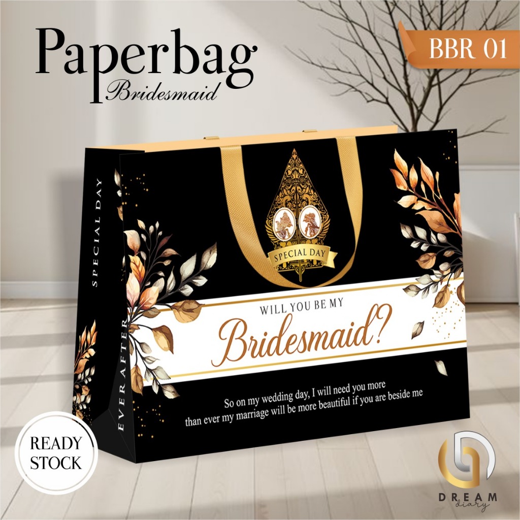 

PAPER BAG BRIDESMAID FULL COLOUR - TAS BRIDESMAID SIMPLE KEKINIAN - PAPERBAG BBR READY STOCK