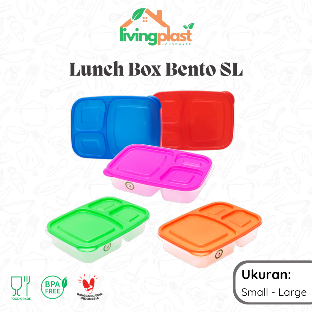 Lunch Box Bento SL / Kotak Bekal / Tempat Makan Plastik / Kotak Katering / Tempat Nasi Sekat