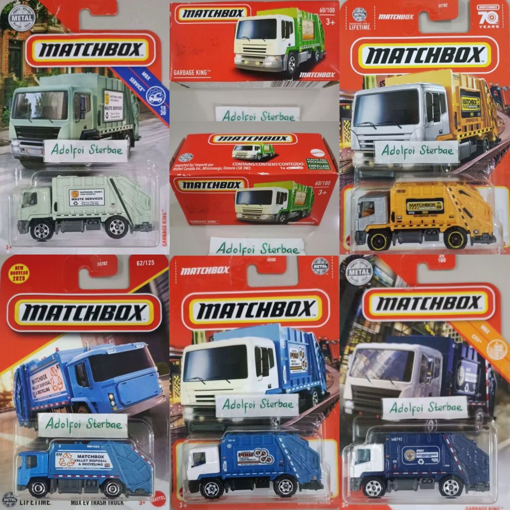 matchbox garbage king mbx ev trash truck city waste service truck truk sampah 70 years national park