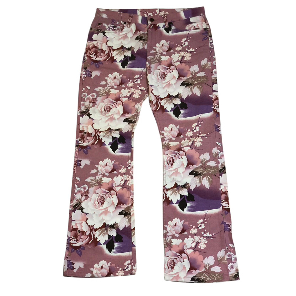 Japanese brand flared jeans pants / japanese brand floral pants / japanese brand glamdy jeans / glam