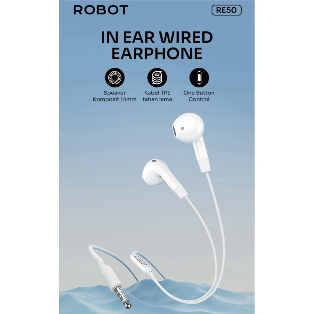 Earphone Robot Original (Warna Hitam & Putih)