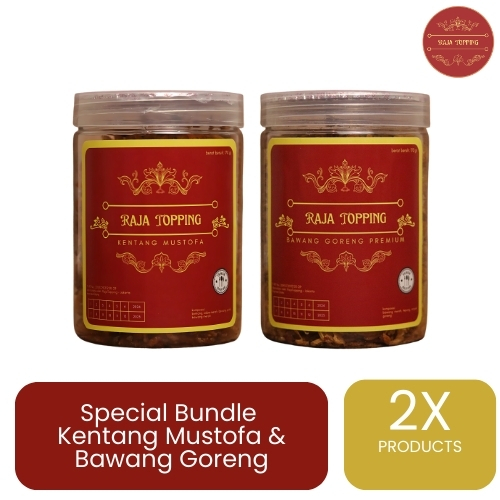 

Promo Special Bundles - 2 Toples RajaTopping Kombinasi, Kentang Mustofa Premium, Bawang Goreng Premium, Teri Kacang Medan Premium, Kentang Ebi Premium