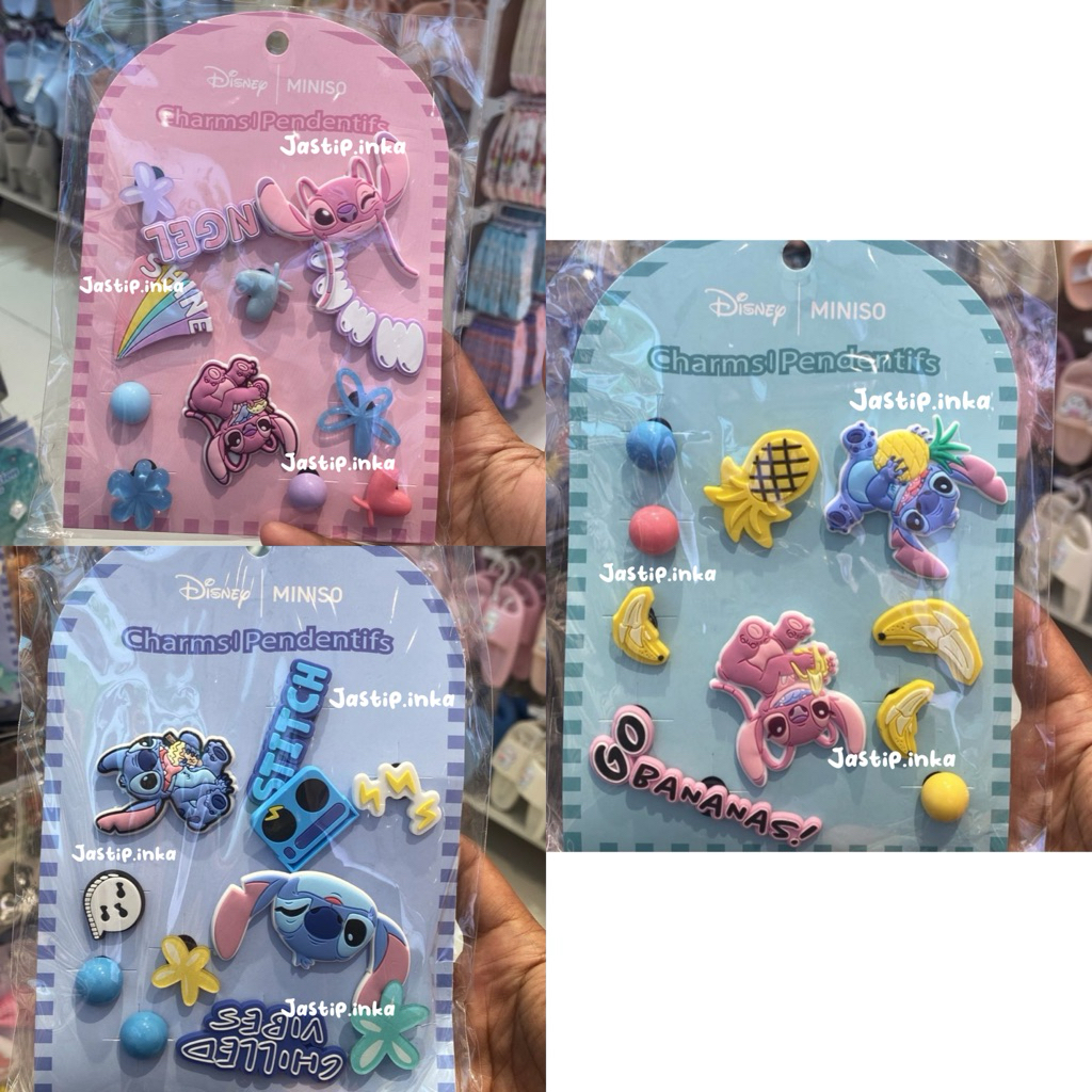 Miniso x Disney stitch - jibbitz crocs sandal angel stitch