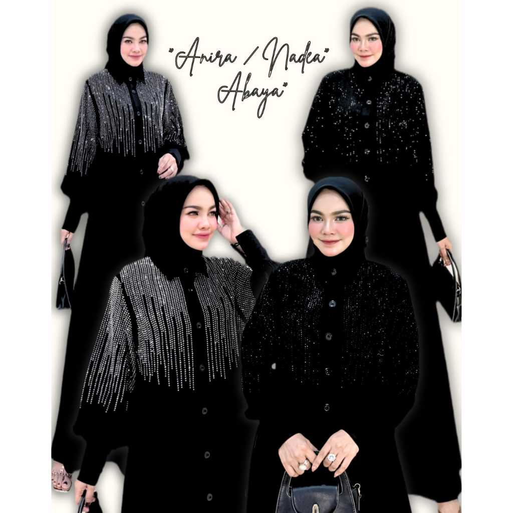 ANIRA / NADEA ABAYA BY SI.NE.SA/GAMIS ARAB HITAM HIAS MOTTE MEWAH BAHAN ANTI UV ROYAL BLACK BIG SIZE