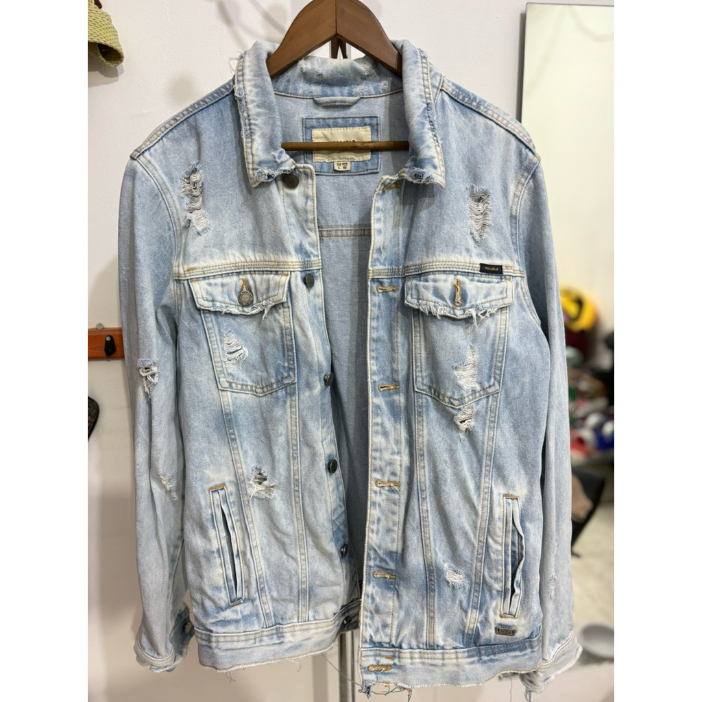 jaket denim pria pull n bear