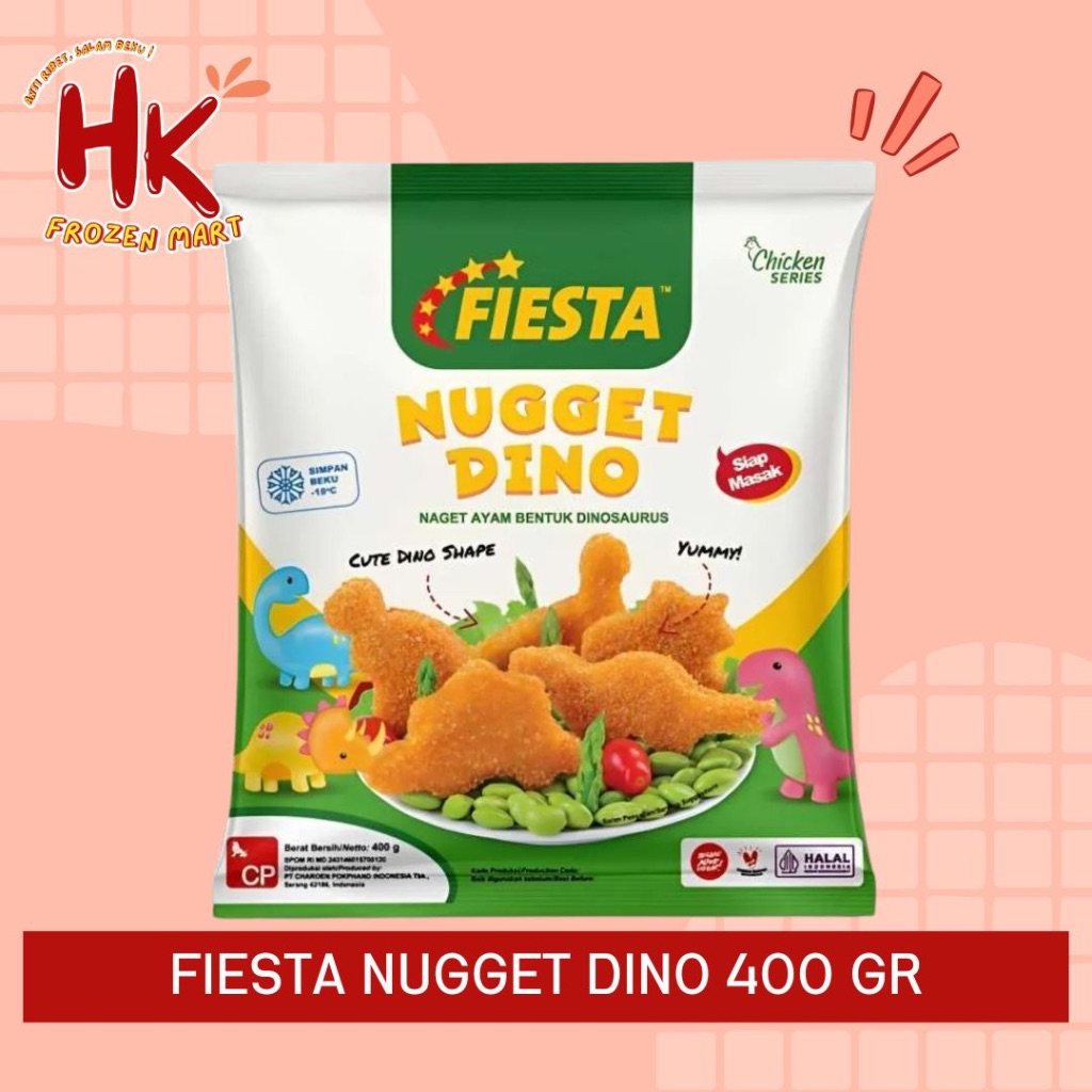 

Fiesta Nugget Dino 400gr | Chicken Nugget Ayam bentuk hewan premium HK Frozen Mart