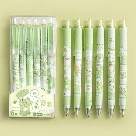 

[PGATK8080] JUAL PAKET 6 PCS PULPEN GEL LUCU 0.5MM PEN AESTHETIC MEKANIK TINTA HITAM.