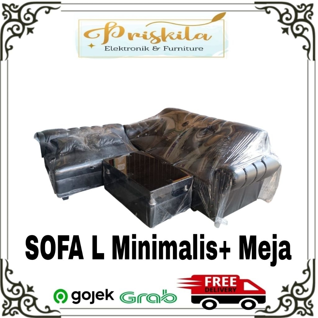 SOFA L Minimalis + Meja / SOFA Palembang / SOFA TERMURAH Berkualitas Palembang
