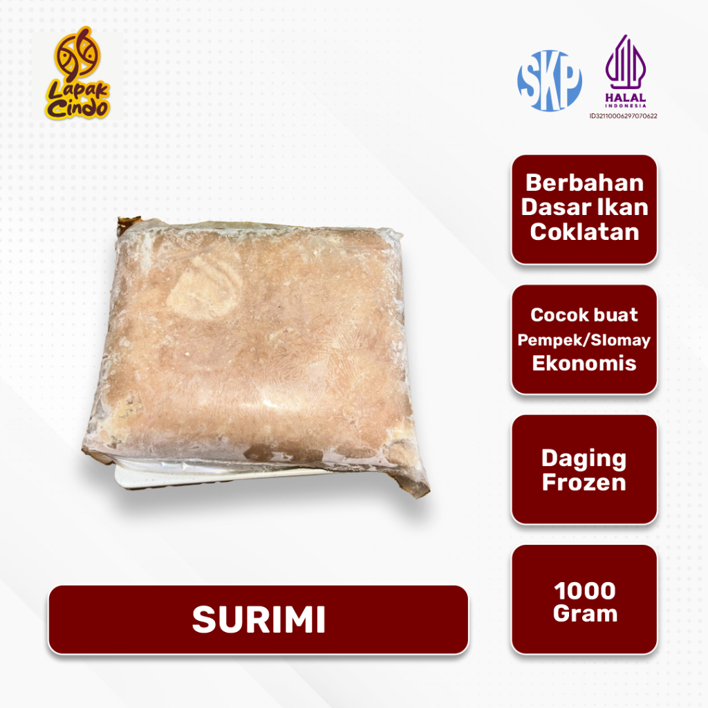 

Surimi Super 100% Daging Ikan Giling Lapak Cindo (1 Kg) / Surimi 1kg