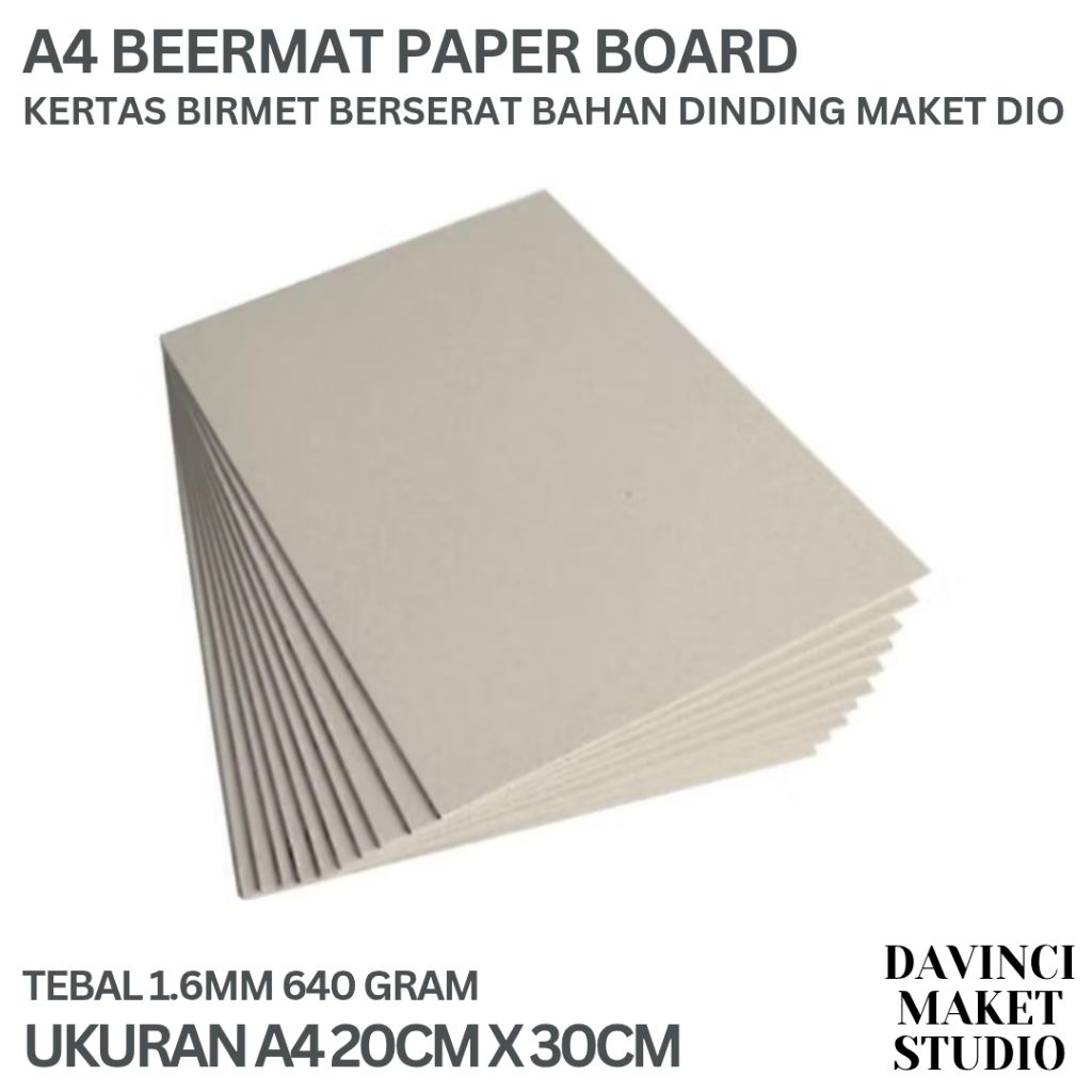 

A4 Kertas Birmet Beermat Birmat Bahan Maket 20cm x 30cm 1.6mm 640gr