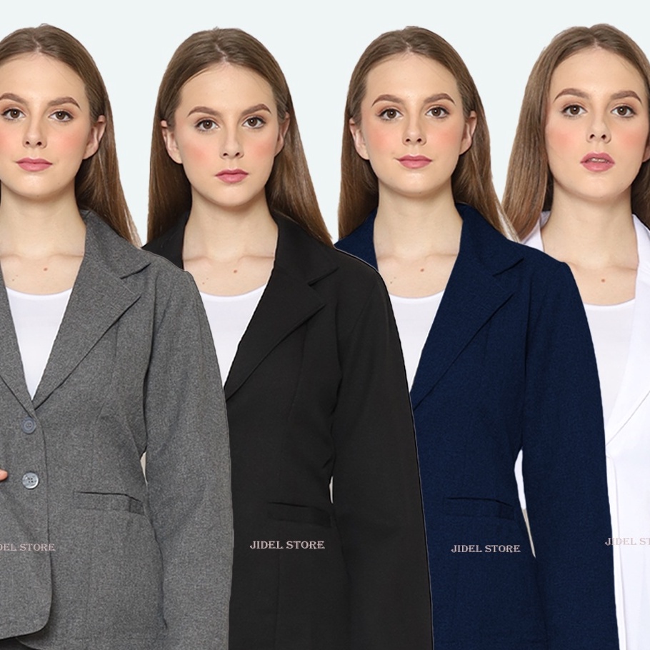 Blazer Formal Wanita HITAM PUTIH ABU DONGKER S5L JUMBO BIG SIZE Jas Blazer Kantor Wanita Blezer Cewe