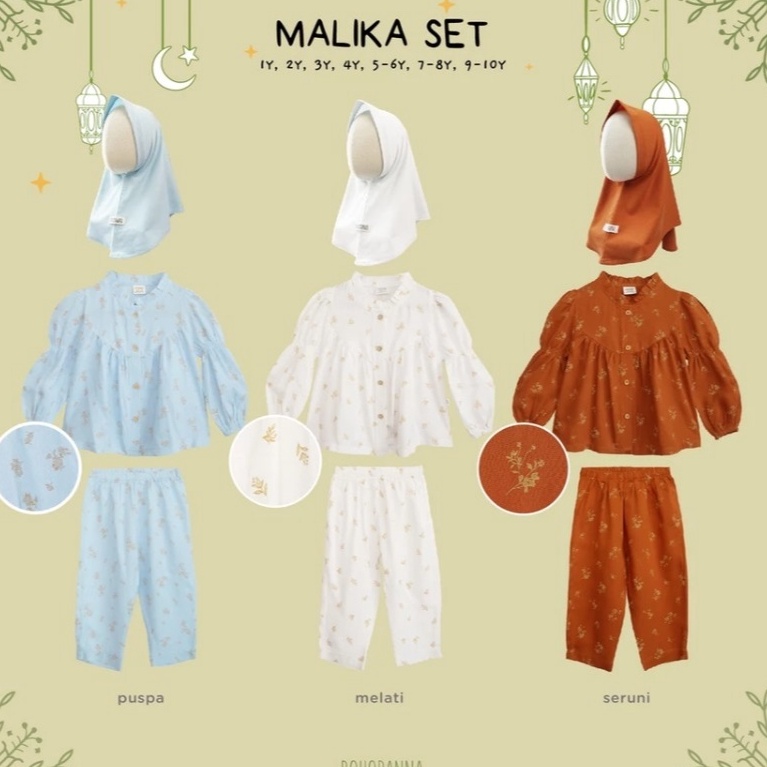 Bisa Cod  Bohopanna Alliya Tunik Set M  12Y Malika Mama Pola Baby Gamis  Turban  Setelan Tunik  Hija