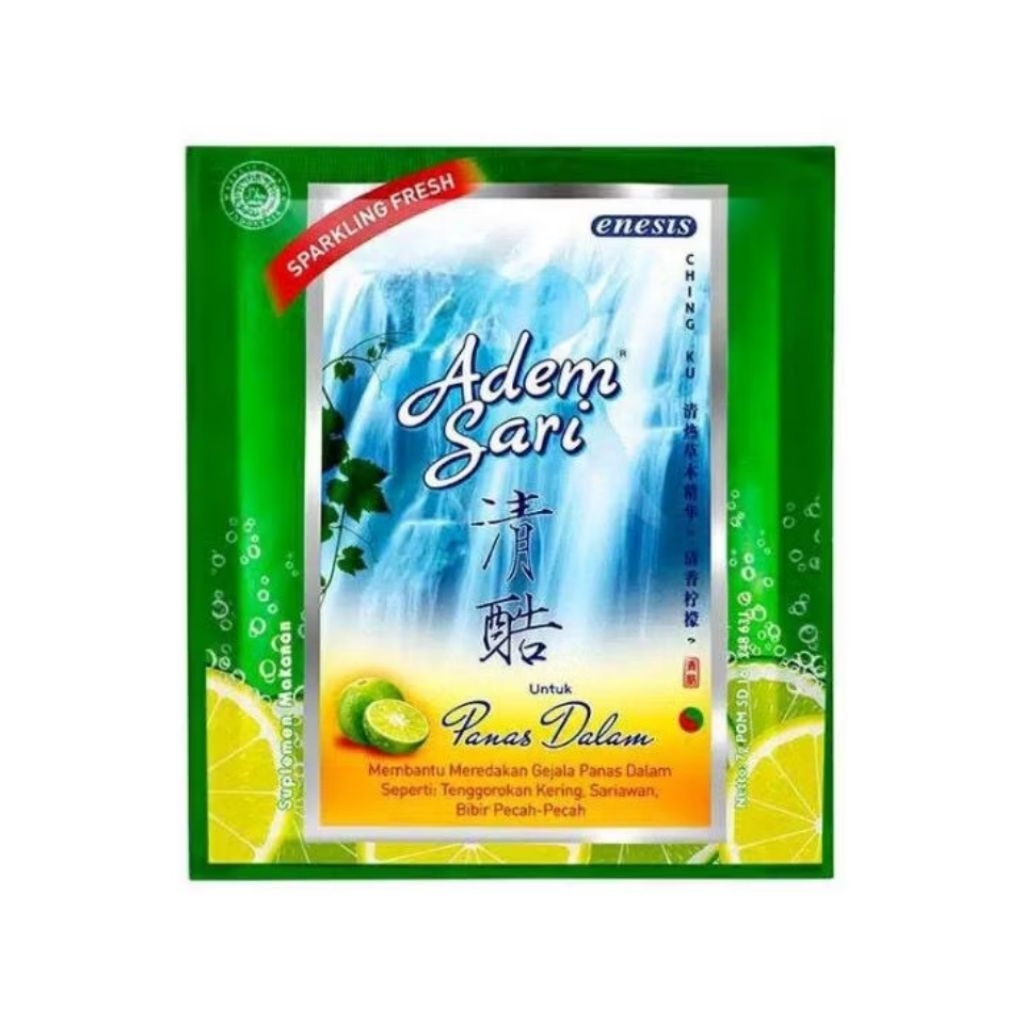 

Adem Sari pereda panas dalam / Adem sari saset penghilang tenggorokan kering sariawan bibir kering pecah pecah