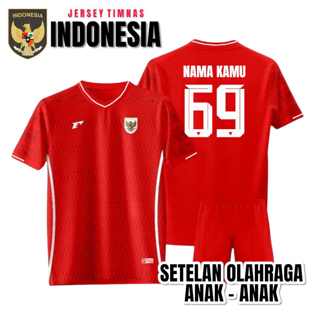 ( JERSEY TIMNAS INDONESIA ) Jersey Timnas Indonesia 2025 Setelan anak Pakaian anak Baju Timnas Anak.