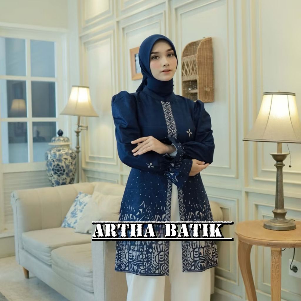 Atasan Batik Wanita Tunik Batik Seragam Batik Tunik Kancing depan Tunik Maheswari
