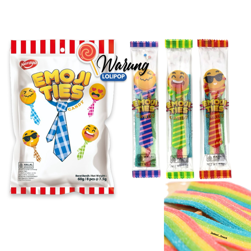 

Permen Lunak Emoji Ties 8 X 7.5 Gr Rasa Buah Kenyal Soft Candy Jelly by Warung Lolipop