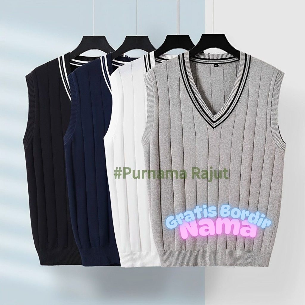 Rompi rajut atasan pria wanita premium baju rajut outerwear