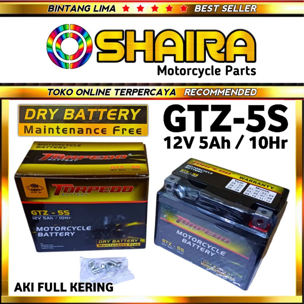 AKI GTZ5S 12V 5AH - AKI FULL KERING GTZ5S / AKI KERING MOTOR BEAT/MIO M3/REVO/BLADE/SUPRA/AKI MOTOR 