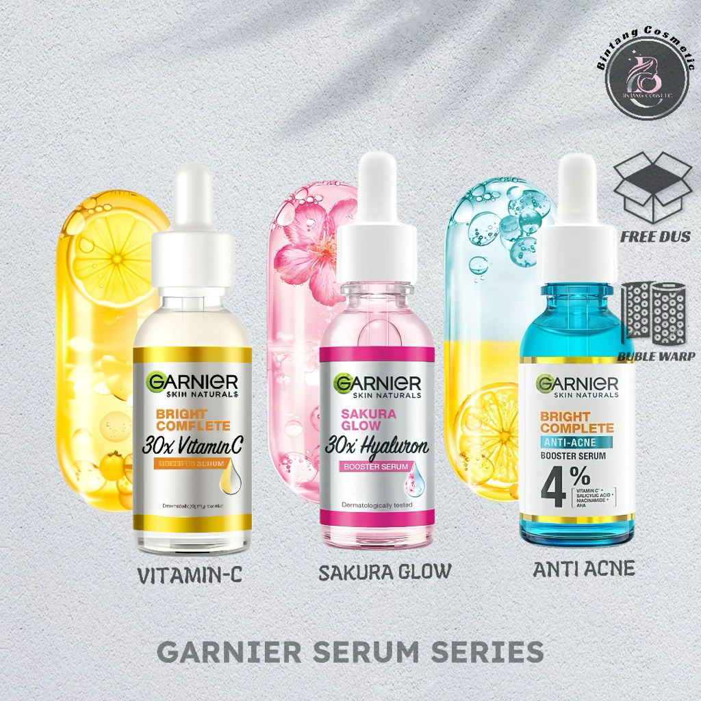 Garnier Serum Series 20 ml , Garnier Bright Complete Serum Vitamin C , Garnier Serum Sakura Glow , G