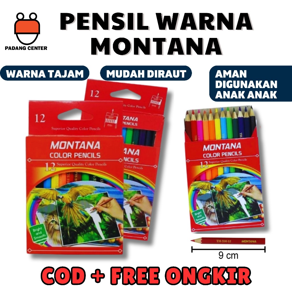 

Pensil Warna Pendek Montana 12 Warna | Pensil Warna Anak Sekolah Gambar Mewarnai | Crayon Colour Pencil TH350 Murah